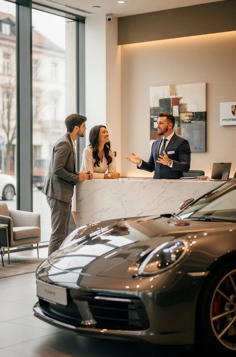 Techniker analysiert computergestützte Fahrzeugdaten in einem spezialisierten Servicezentrum.