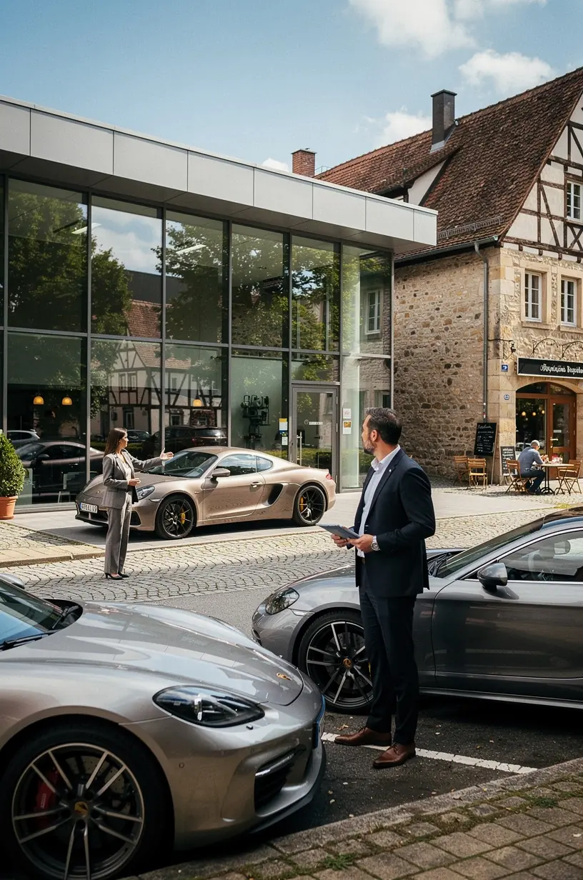 Detailaufnahme eines Premium-Automobils während einer präzisen Diagnosetabelle.